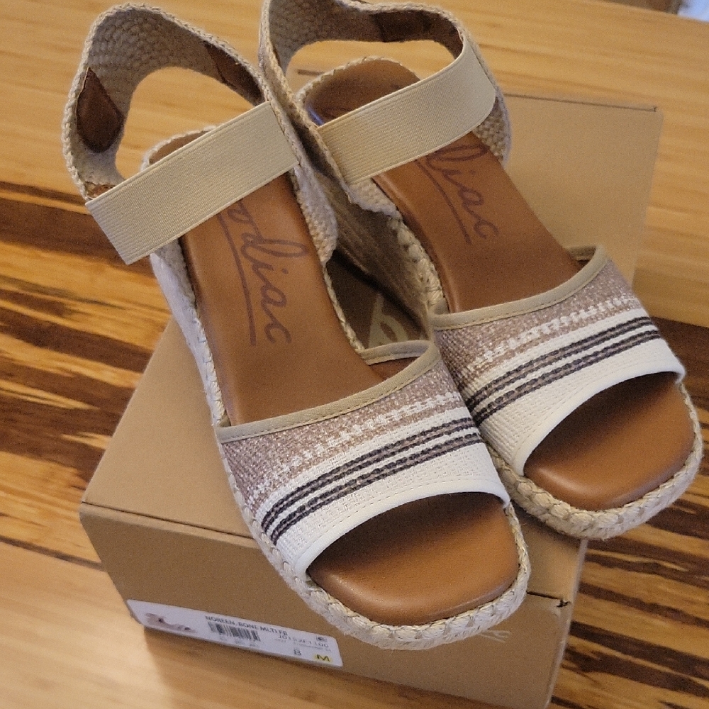 Zodiac Tan and Cream Espadrille Wedges